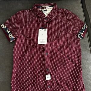 Denim & Flower Maroon Polka Dot Shirt